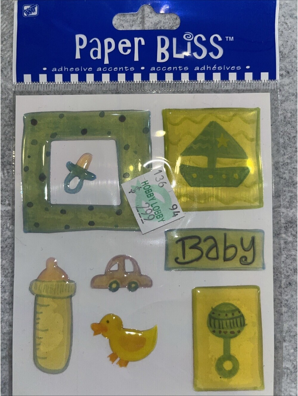 BABY BOY Bottle Rattle Pacifier Toy Car Paper Bliss Epoxy Frame Tags Stickers
